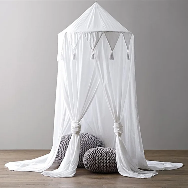 

Nordic Style Mosquito Net Baby Bed Curtain Dome Tent Children Room Decor Baby Bed Canopy with Tassel Bedcover Bedroom Awning