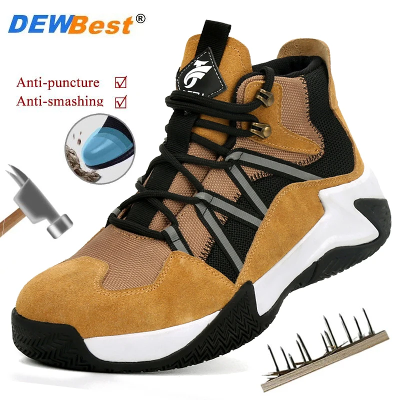 

2022 new work safety boots indestructible men's safety shoes steel toe cap work shoes sports shoes men's anti-fall safety shoes