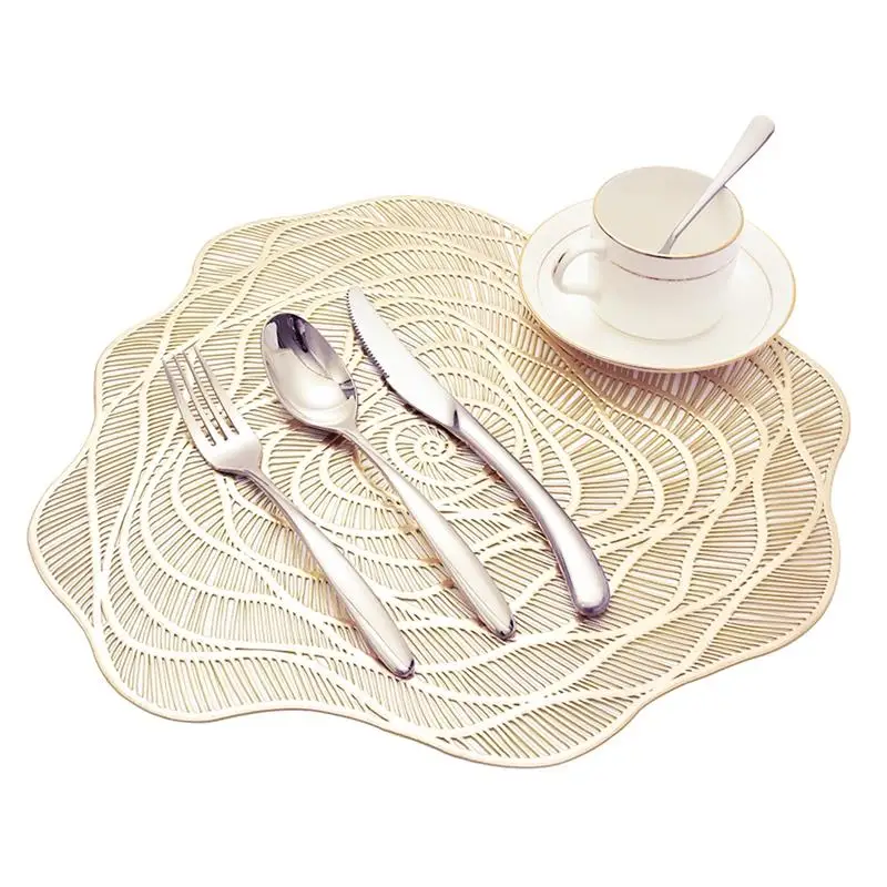 

1 Pcs Hollow Coaster Rose Shaped Bowl Mats Heat Resistant Dining Table Pads Non-Slip Food Drink Coasters For Restaurant Cafe