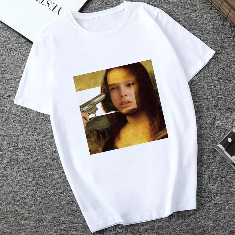 Mona Lisa Spoof персональные футболки женские модные футболки Harajuku летние с коротким рукавом и круглым вырезом белые Топы Рубашки Camiseta Femina