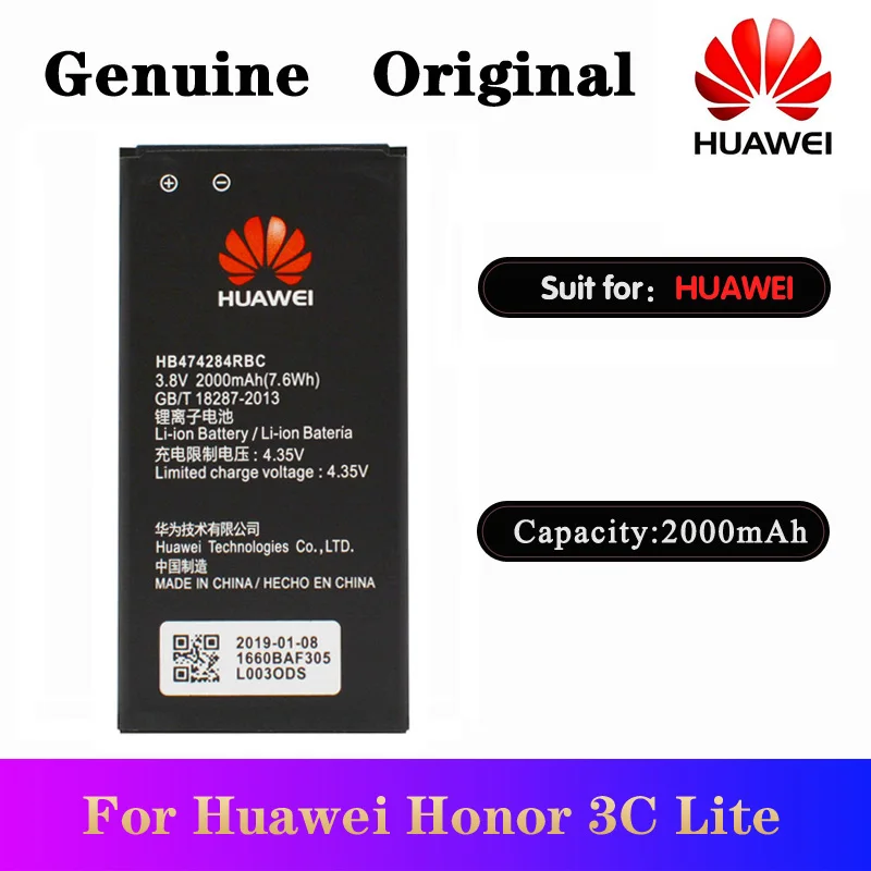 

10pcs/lot HB474284RBC Original Battery For Huawei Honor 3C Lite C8816 C8816D G521 G615 G601 G620 Y635 Y523 Y625 Batteria