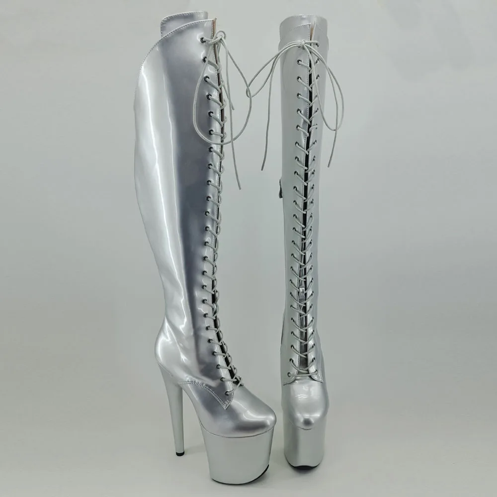 Босоножки Leecabe женские на платформе блестящие сандалии серебристого цвета