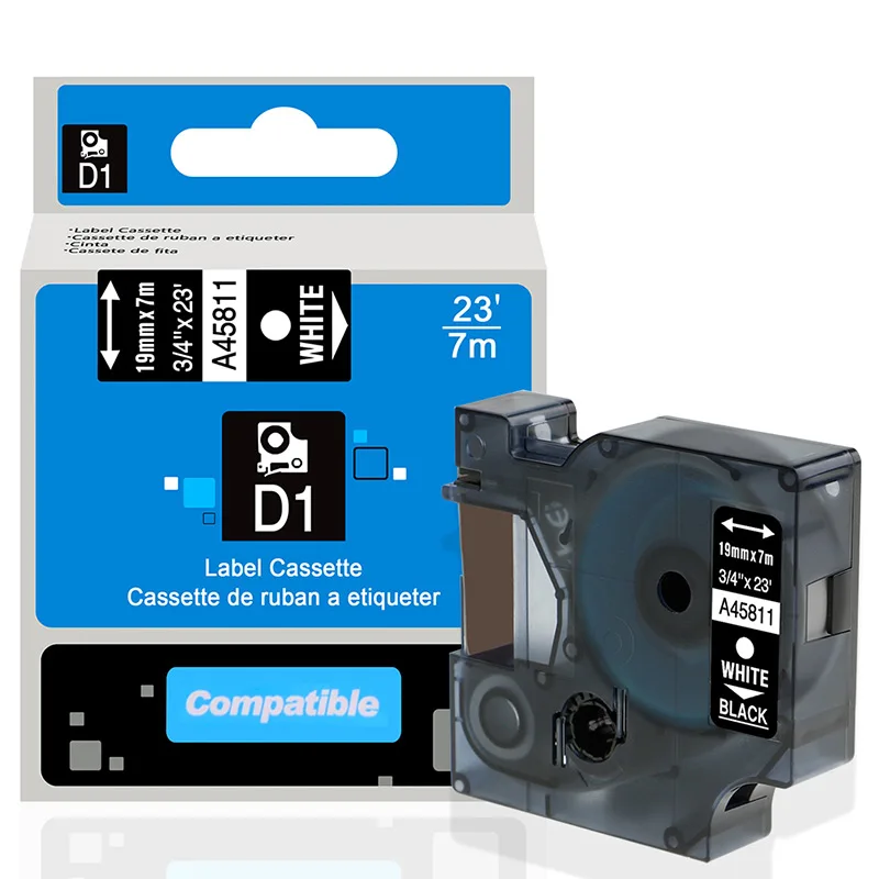 A45811 Labelife 1 шт. 45800 45803 19 мм DYMO D1 Стандартный ярлык совместимый для Dymo LabelManager 300 350 400 420P 450 этикетировщик - Цвет: A45811