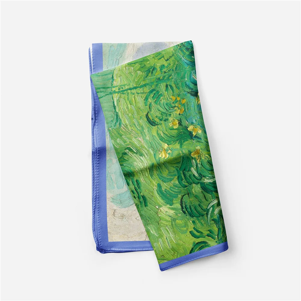 Женский саржевый шелковый шарф зеленые шарфы с рисунком пшеничного поля размеры