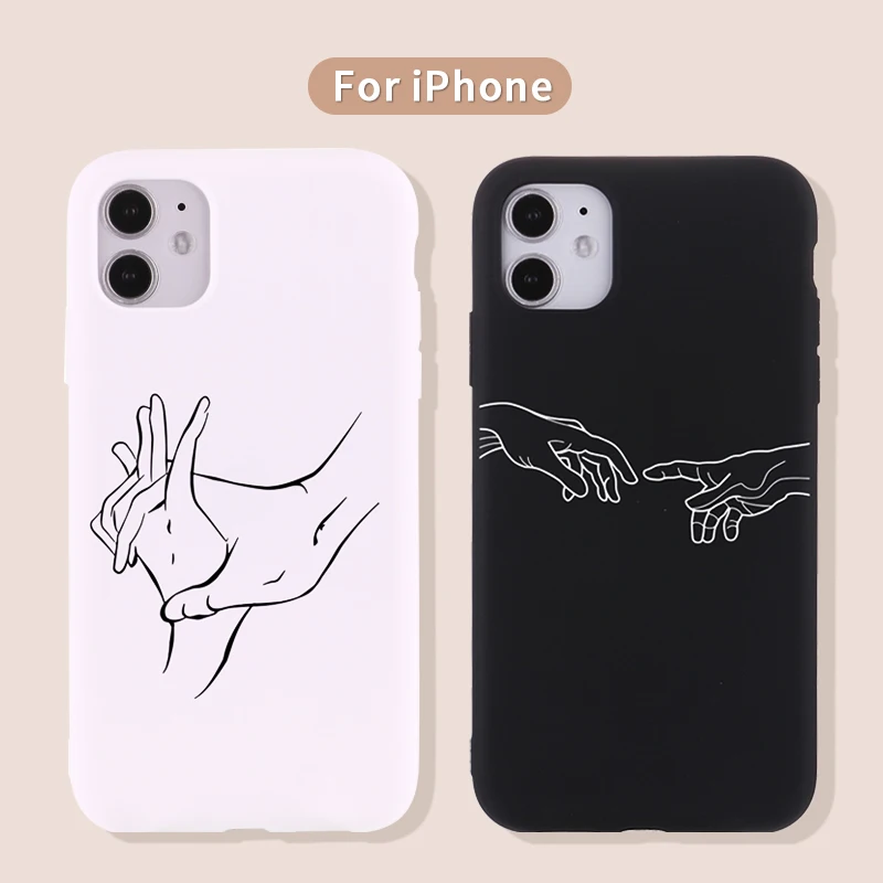 

Lover Hand Line Simple Phone Cover For iPhone14 14ProMax 14Plus 13Promax 13 12 11 Soft Silicone Case Fundas