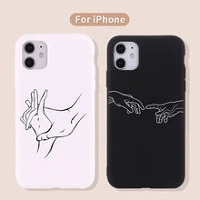 Lover Hand Line Simple Phone Cover For iPhone 12 13 Mini 11 Pro Max X XS XR Max 7 8 7Plus 8Plus SE Soft Silicone Case Fundas