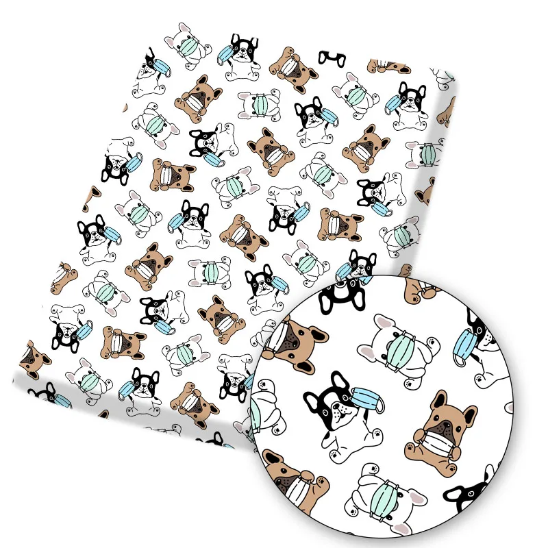 

Polyester Cotton Fabric Cartoon Dog Printed Cloth Sheets DIY Mask Dress Supplies Handmade Sew Material Home Textile 45*145cm 1pc