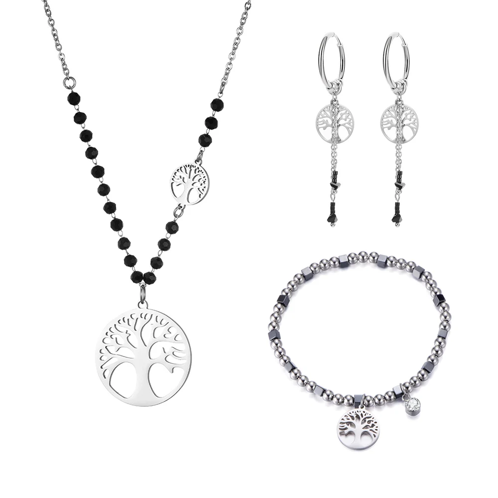 Подвеска из нержавеющей стали под дерево жизни ожерелья браслеты серьги