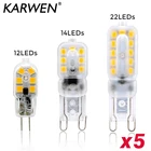 Светодиодная лампа G4 G9, 5 шт.лот, 2 Вт, 3 Вт, 5 Вт, светодиодная лампа, Миниатюрная лампа переменного тока, 12 В, 220 В постоянного тока, молочная, прозрачная, угол свечения 360, сменные галогенные лампы G4