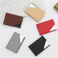 pu leather wallet business id credit card holder for women men metal stainless steel card holder business storage case