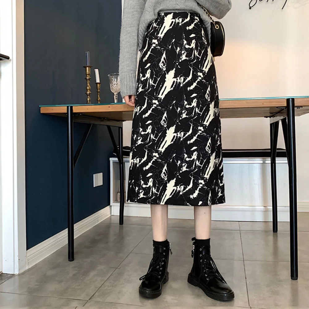 

Korea Japan Gothic Black Tie Dye Skirt Women Casual Harajuku Chic Preppy Style Summer HIgh Waist Midi Skirts Trend New Goth