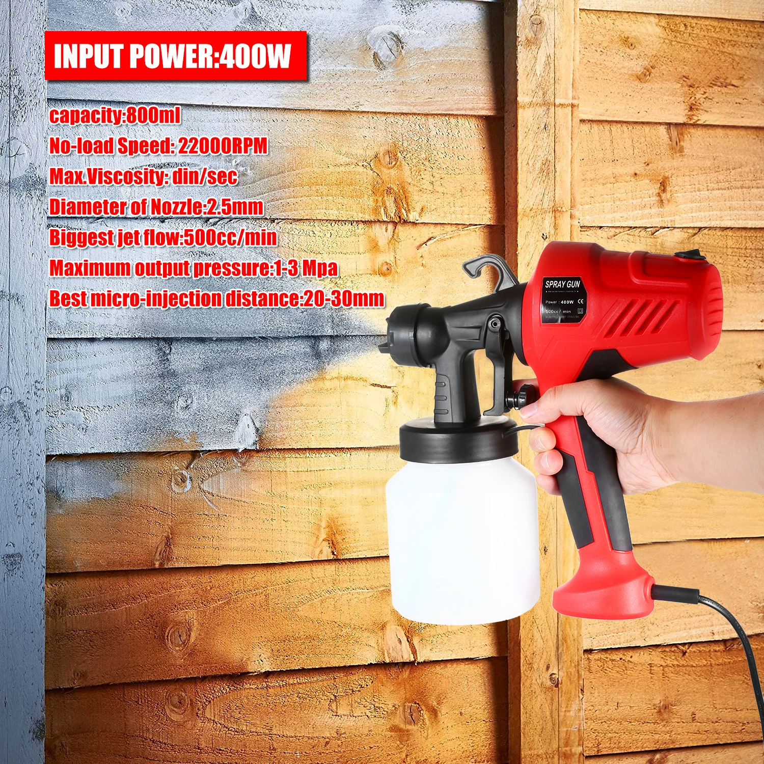 Portable High-pressure Electric HVLP Paint Sprayer Airbrush Gun Removable Adjustable Spray for Car and Home | Инструменты