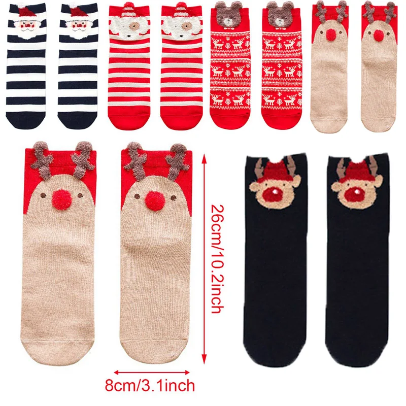 Модные рождественские вязаные носки с принтом Мультяшные женские зимние чулки для девочек Рождественский подарок Новогодние товары