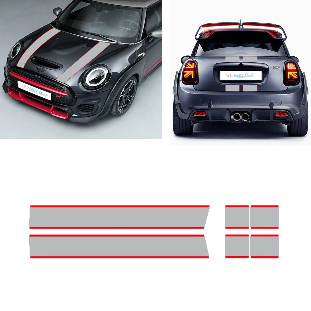 

1 Set Car Hood Bonnet Stripes Sticker Engine Cover Band Rear Vinyl Decal For MINI Cooper F56 R56 F55 F57 R57 JCW Car Accessories