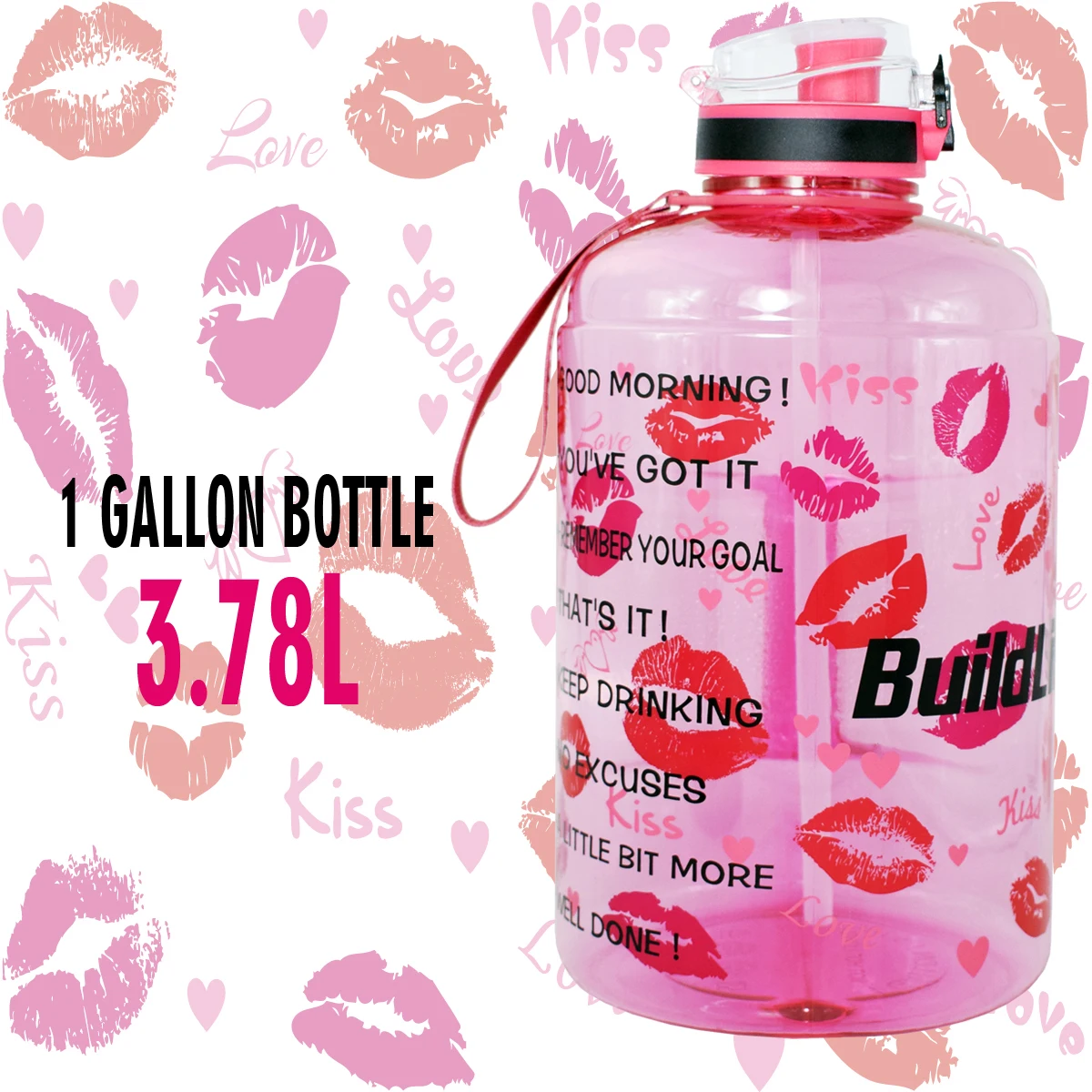Lips QuiFit 128 унций 73 унций 43 унций Спортивная большая галлонная бутылка для воды с фильтром для фруктов без бисфенола, бутылка для напитков, кувшин, тыква, тренажерный зал, туризм - Цвет: Lips