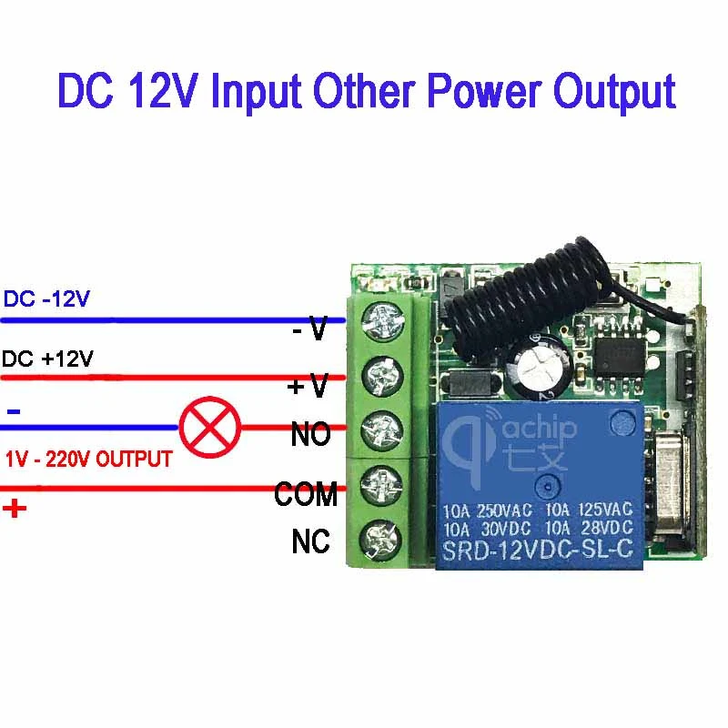 

4Pcs DC 12V Single-channel Wireless Switch Control Board Remote Control Relay Jog Self-locking Interlock 433.92M