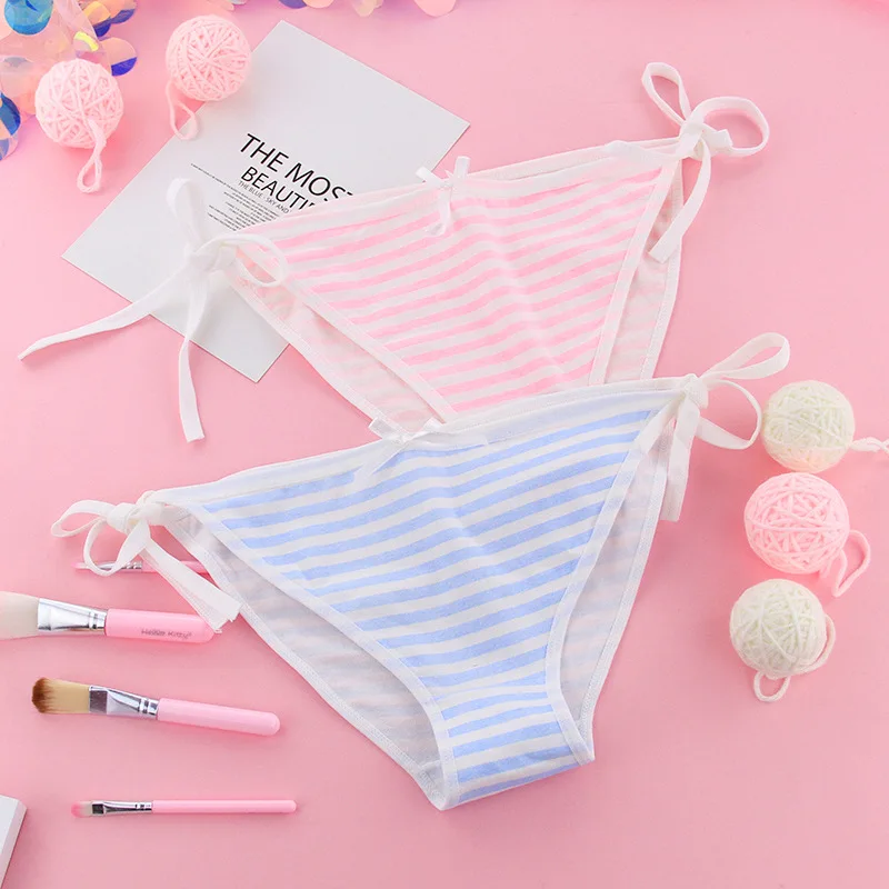 Первая шапка в сине белую полоску Second yuan Бандажное нижнее белье из чистого хлопка