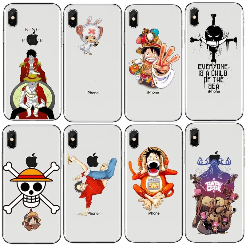 Японский аниме коллаж одна часть Луффи серии мягкий прозрачный чехол для iPhone 5S SE
