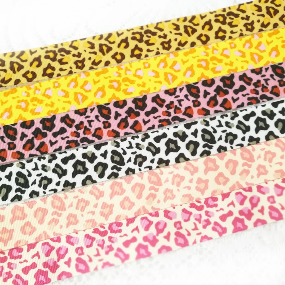 (10 м) 1 &quot25 мм с принтом пикантные леопардовые Grosgrain ленты лук изготовления одежды
