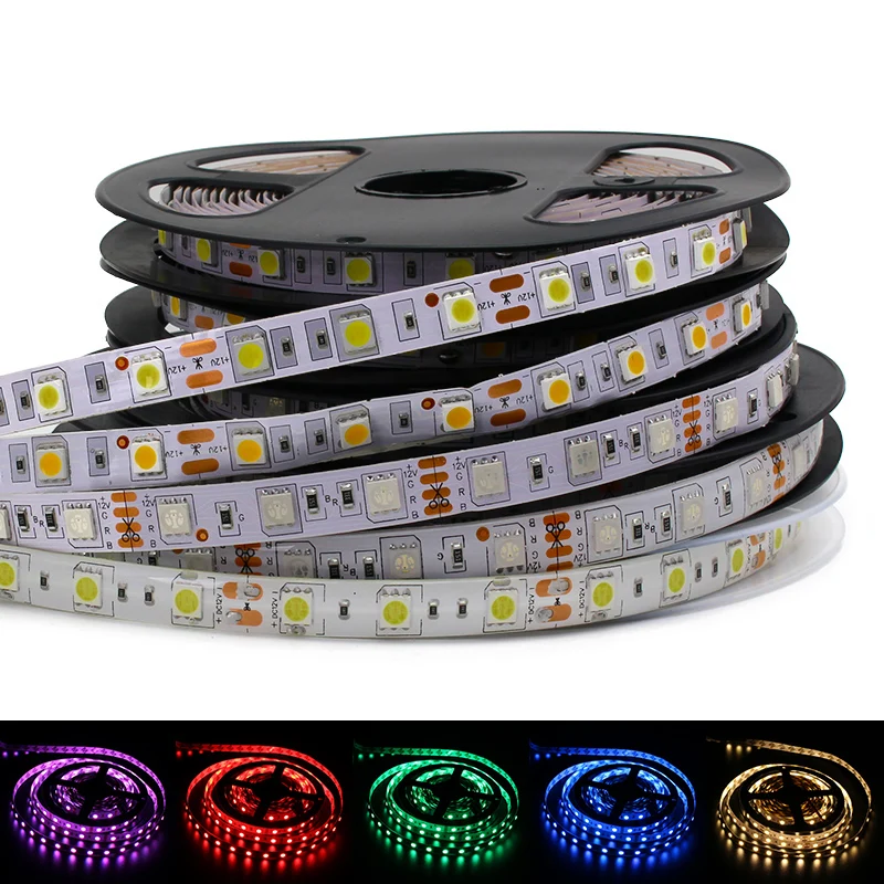 SMD 5050 Светодиодные ленты светильник RGB Водонепроницаемый 5M 5 В 12 24 постоянного