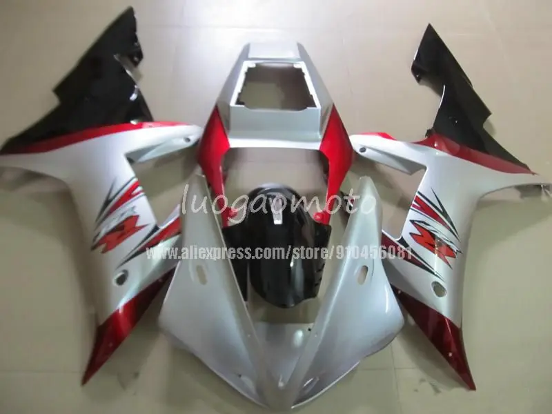 

Compression fairings kit For gifts Yamaha black red silver YZF R1 2002 2003 Plastic Motorcycle Aftermarket Fairing Bodywork