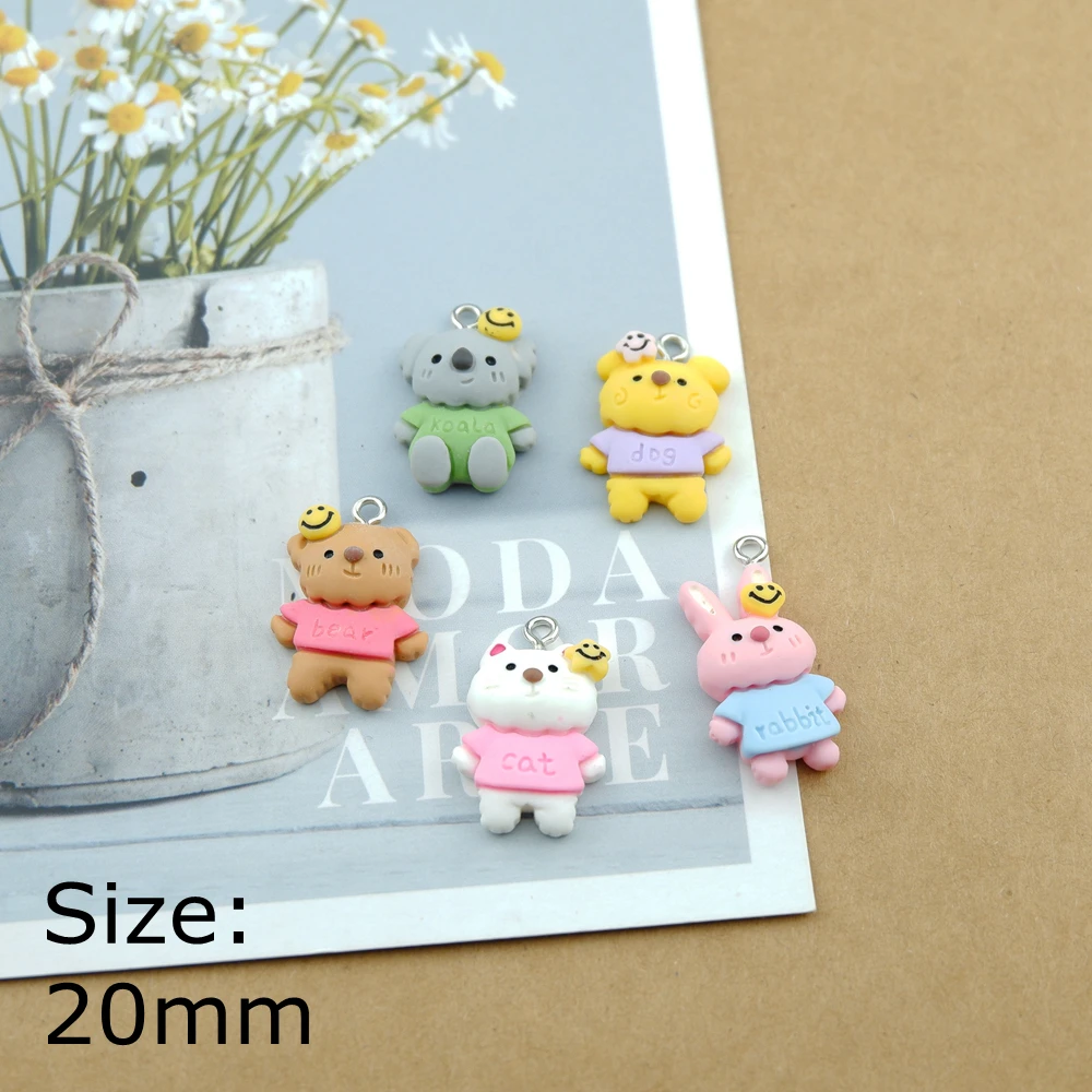Подвески 10 шт./лот в виде медведя кролика коала кота для браслетов сережек