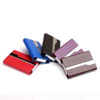 20pcs lot business aluminium card bag credit card holder purse pu leather aluminum women men id card holder mini wallets