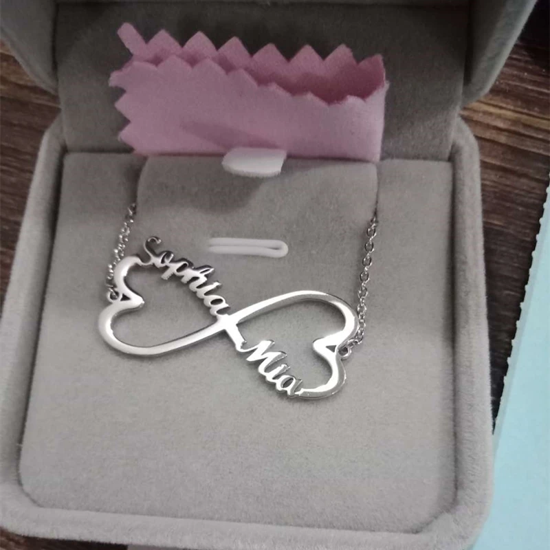 Женский браслет с именем персонализированное сердце бесконечности ювелирное