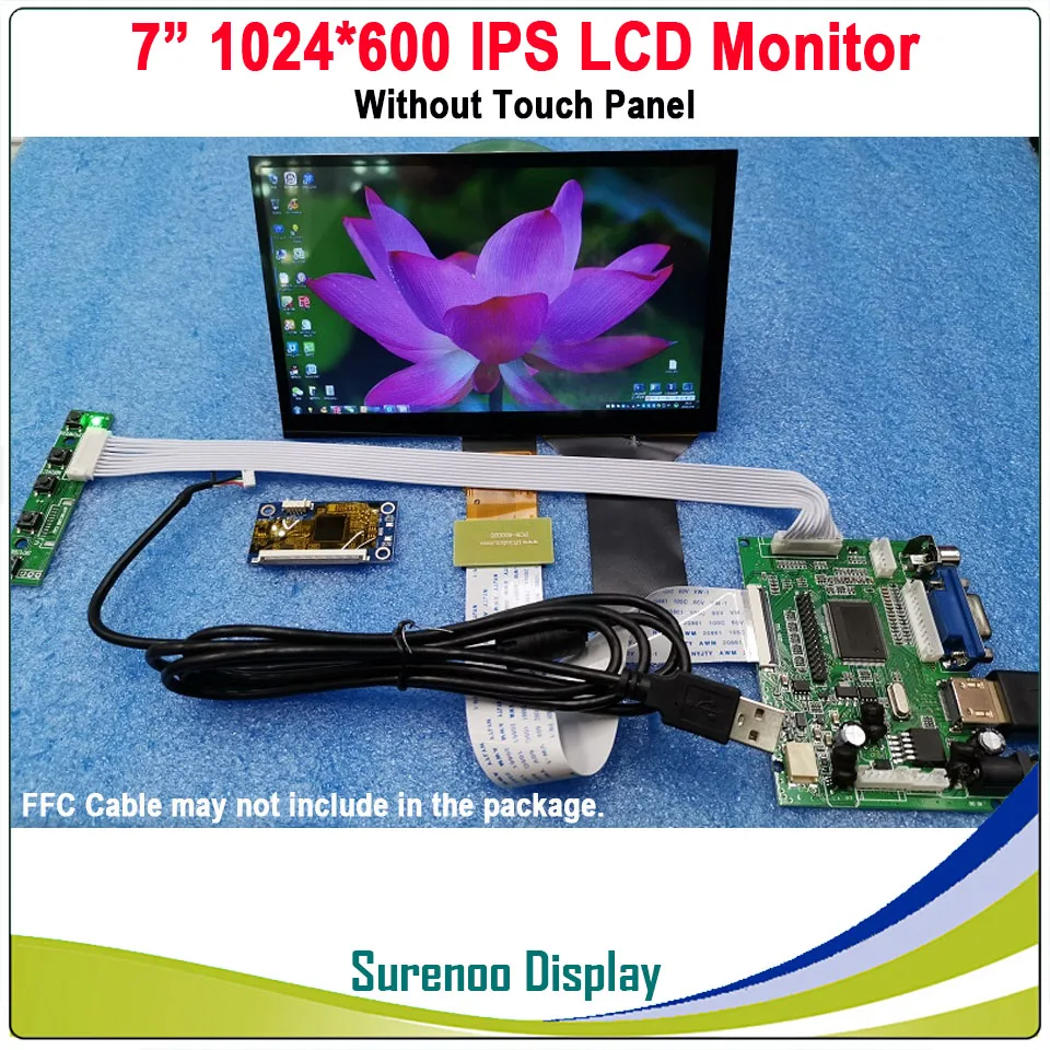 " 1024*600 ips ЖК-модуль монитор дисплей+ HDMI/VGA/2AV плата+ емкостная сенсорная панель ж/USB контроллер для Windows и Android