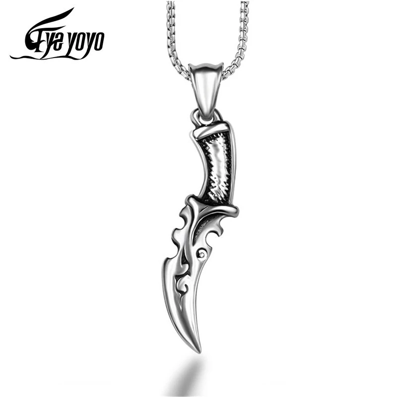 Ожерелье EyeYoYo с подвеской кинжалом для мужчин альтернативная Подвеска из