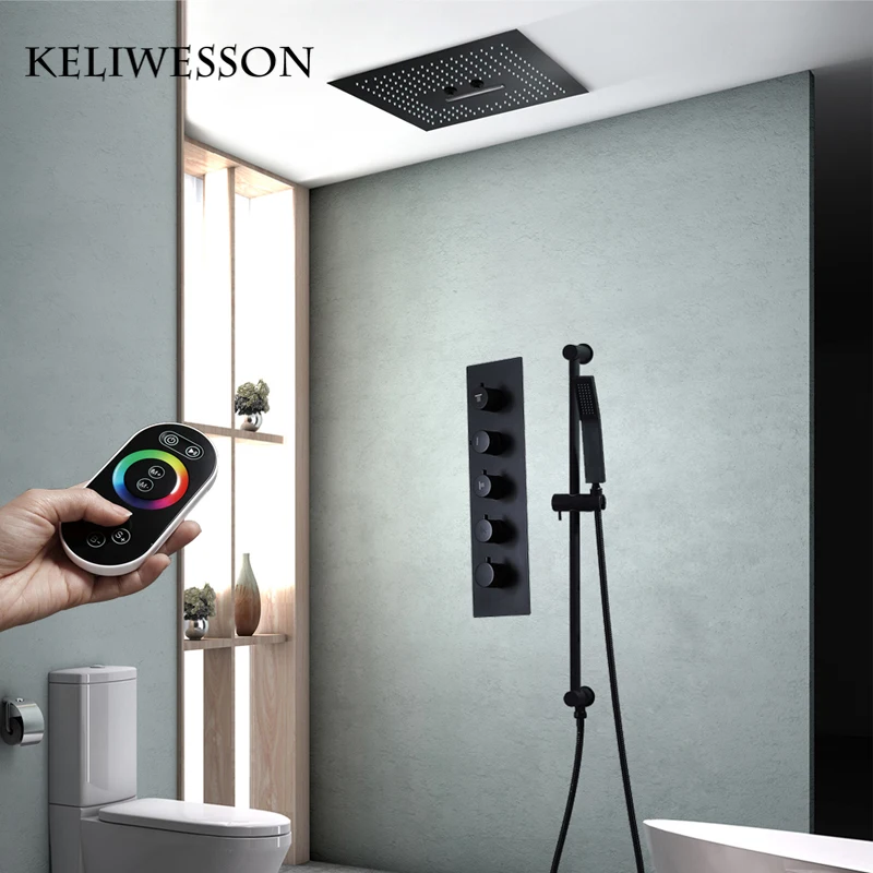 Черный ДУШЕВОЙ НАБОР 16 дюймов светодиодный смеситель для душа с дождевой