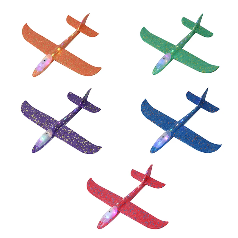 

New 48cm Hand Throw Flying Plane Toys Glider Planes Foam Aeroplane Model Glow In The Dark Flying Glider Plane Toys For Children