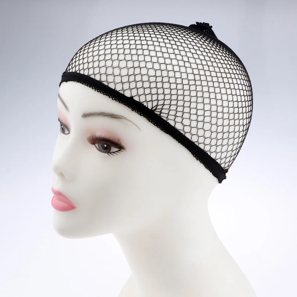 

5x Comfortable Breathable Black Stretchable Mesh Wig Cap Elastic Hair Snood Nets Spandex for Cosplay Unisex