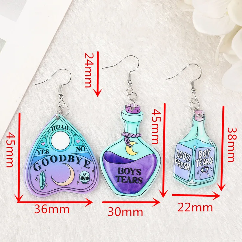 1 пара модных подвесных серёжек Pastel Goth Ouija Boys Tears для девочек, женщин и детей в качестве подарка на день рождения. Очаровательные украшения.