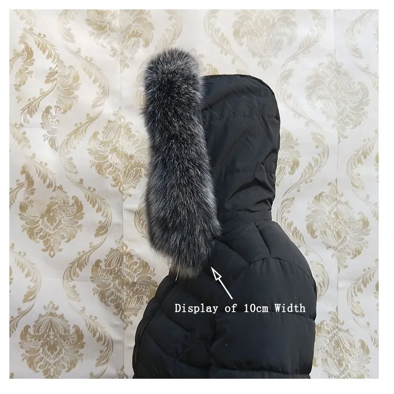 2021100% натуральный Лисий мех черный с белыми наконечниками меховой воротник для