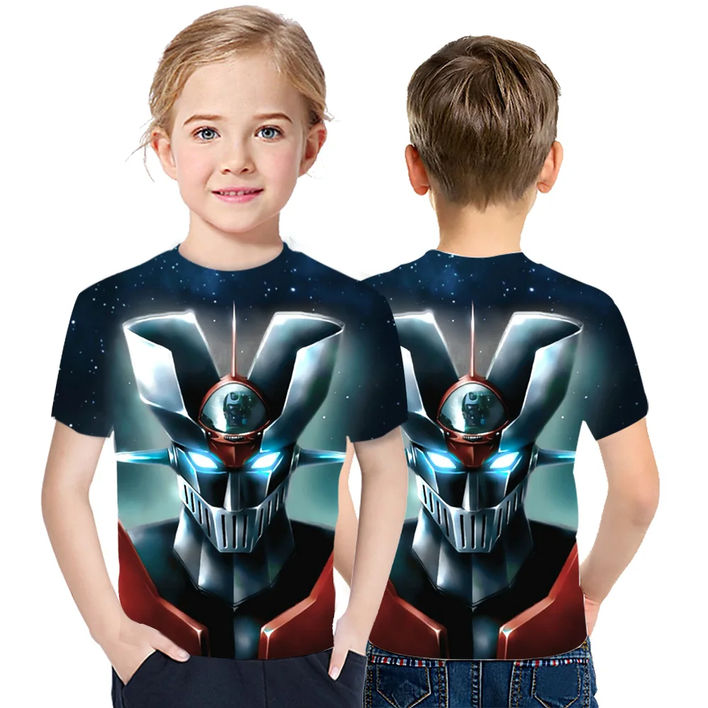 

Mazinger summer cartoon 3D printing boys and girls children's clothing 2021 new fashion casual street trend short sleeves