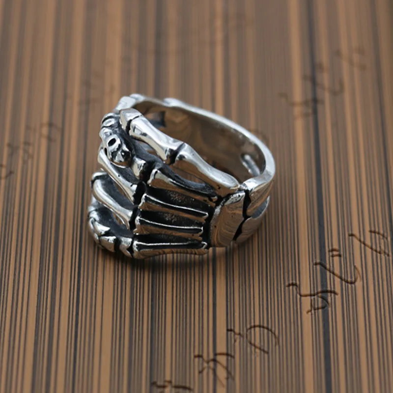Мужское кольцо с черепом когти призрака в стиле ретро панк серебро 925 пробы |