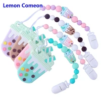1pc ice cream silicone teether beads baby teething pacifier chain nursing pacifier clip bpa free baby teether for baby gift toy