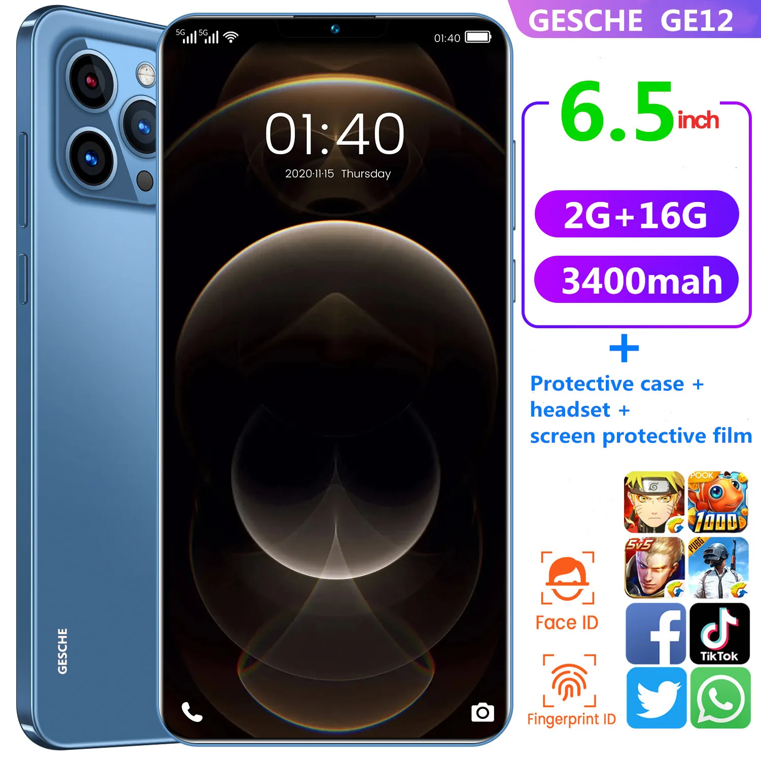 Телефон Gesche ge12 global phone 2 Гб ram + 16 ROM чехол для телефона гарнитура защита экрана 6 5