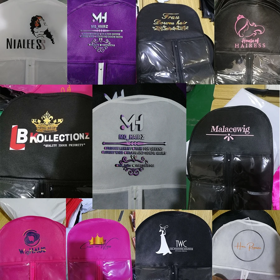 wig accessories tools black pink storage of wig bag with wig hanger holder for hairpiece non woven fabric customize logo brand free global shipping