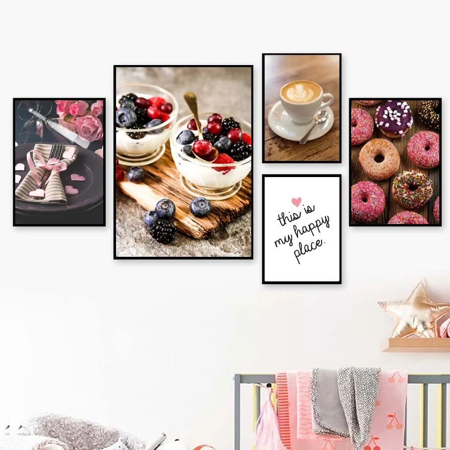 

Cake Chocolate Circle Coffee Wall Art Posters Canvas Painting And Prints Wall Pictures For Living Room Baking Coffee Shop Decor