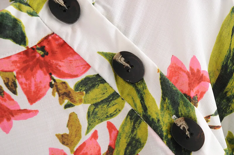 

Spring/fall 2021 Women's Dress Shirt With Standing Collar And Floral Print With Lantern Sleeves