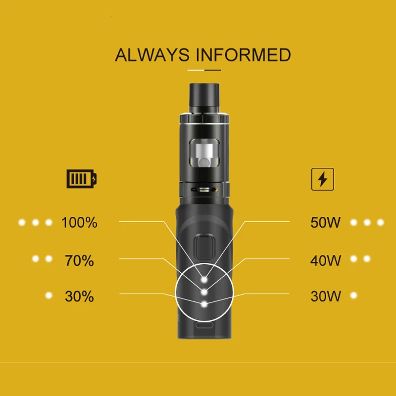 Электронная сигарета Vaptio P1 50 Вт мини набор с 1300 мАч встроенный аккумулятор 2 0 мл
