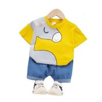 new summer toddler casual clothes kids cartoon shirt shorts 2pcsset baby boys letter clothing children girls fashion tracksuits