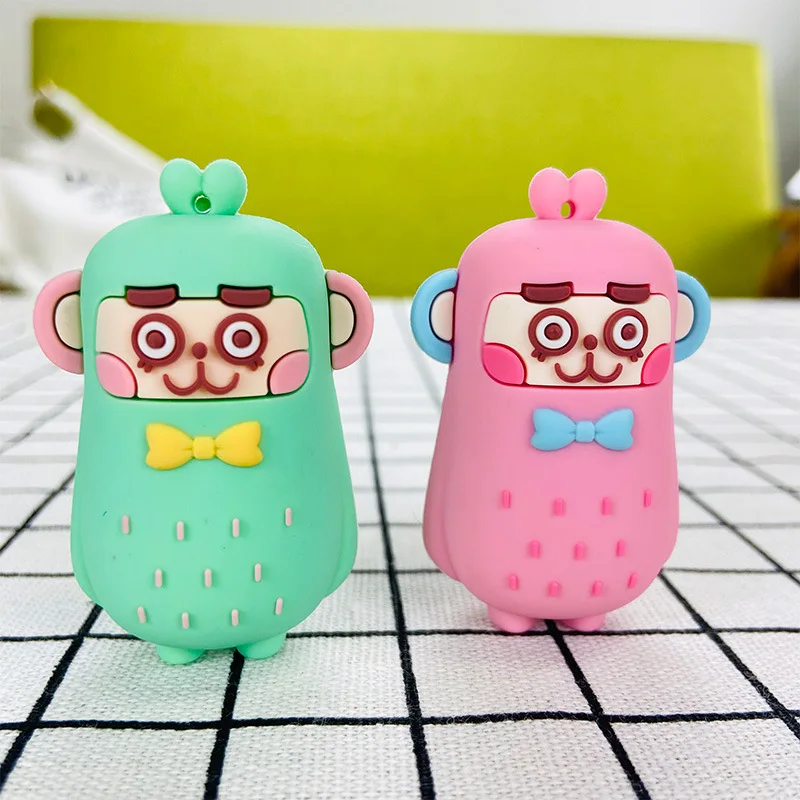 

2021 Cartoon Lovely Drop Glue Lucky Monkey Telescopic Keychain Creative Couple Bag Keychains Keyring Pendant Unisex Holiday Gift