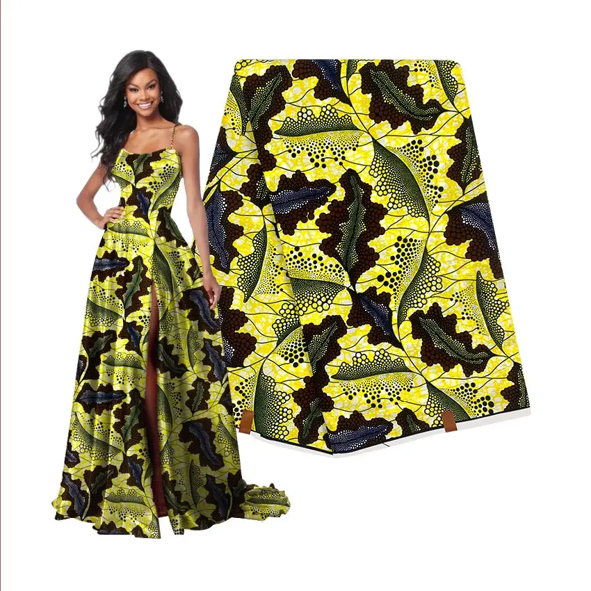 

Afican Wax Fabric Sewing Material 100% Cotton Ghana Ankara 6 Yards Super High Quality For Dress Sewing Material