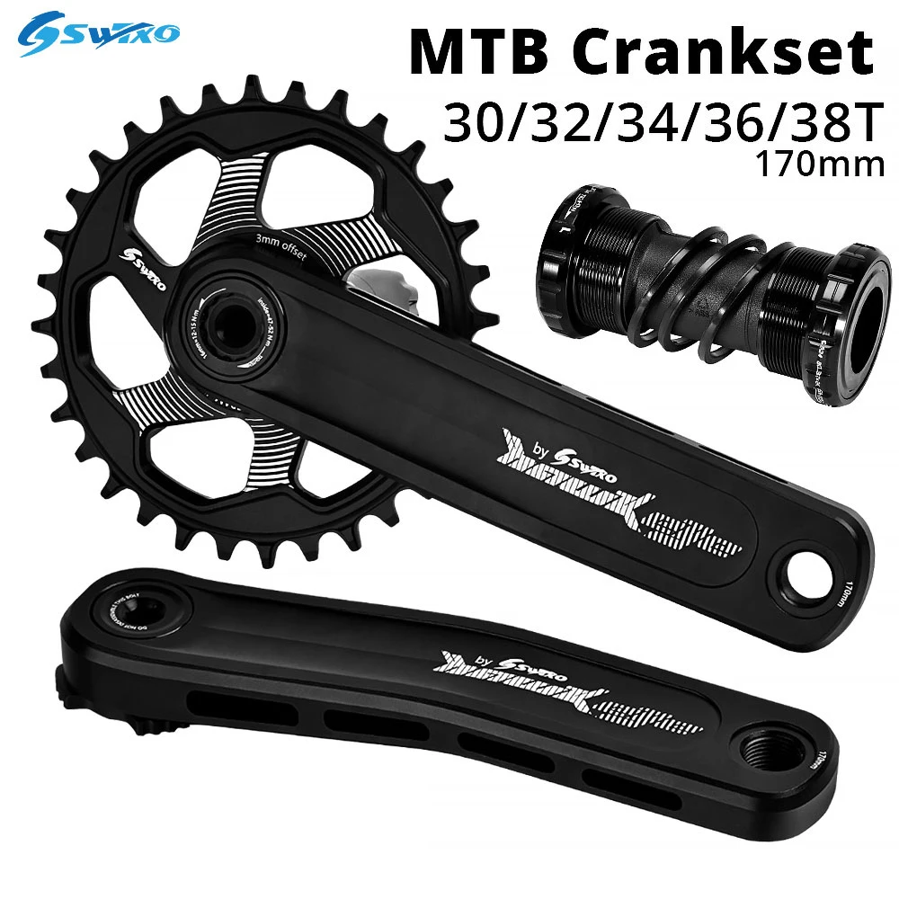 

SWTXO Mountain Bike Crankset CNC 170mm Bicycle MTB Crank 30T 32T 34T 36T 38T Chainring Crown Bottom Bracket for Shimano SRAM XX1