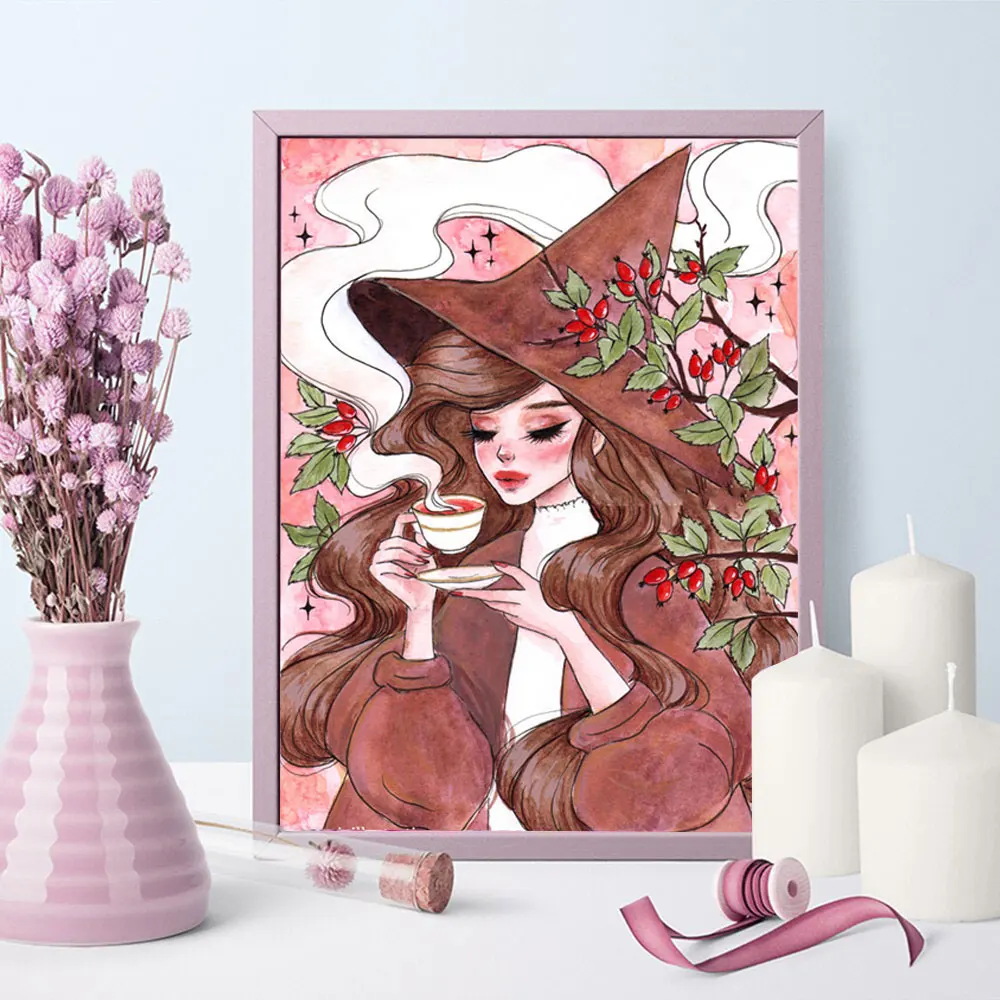 Алмазная живопись сделай сам вышивка в виде ведьмы на Хэллоуин девушки мозаичная