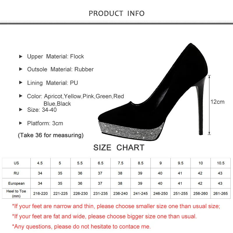 

2020 New Spring Women Pumps 12cm High Thin Heel Pointed Toe Crystal Sexy Ladies Women Platform Shoes Black High Heels Footware