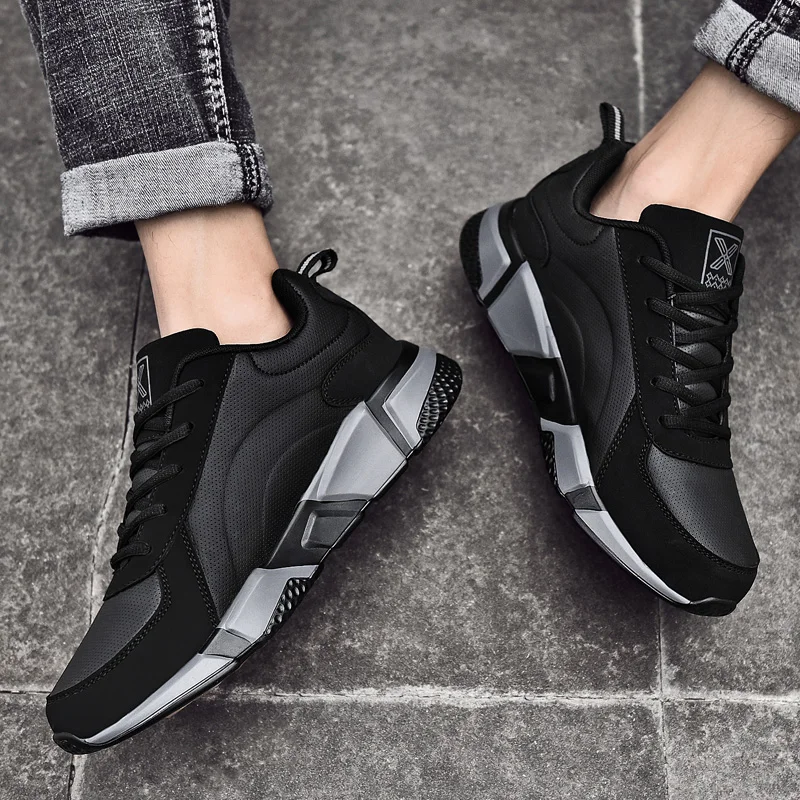 

Кроссовки мужские кожаные, Вулканизированная подошва, Повседневная безопасная теннисная обувь для отдыха, размер 38